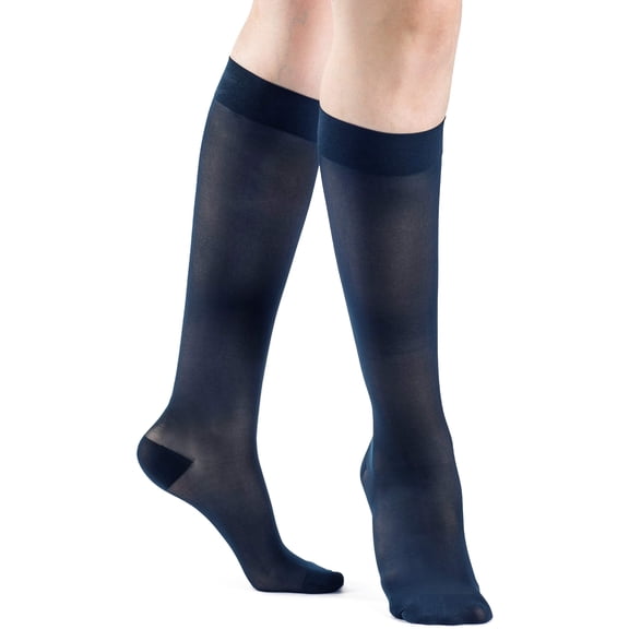 Sigvaris Style 782 Sheer 20-30 Closed Toe Knee High Compression Stockings Dark Navy ML Long