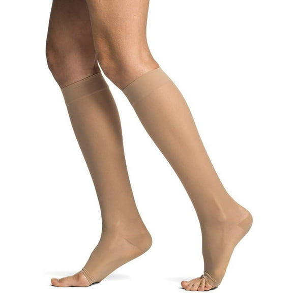 Sigvaris Style 782 Sheer 20-30 Open Toe Knee High Compression Stockings Suntan MS Short