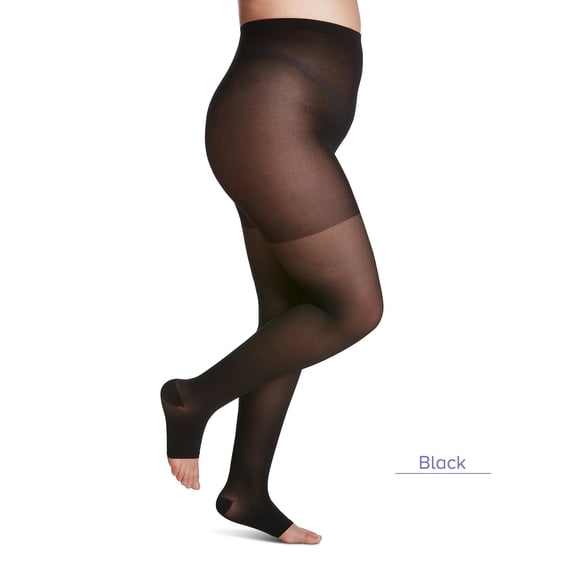 Sigvaris Style 783 Sheer 30-40 Open Toe Compression Pantyhose Black SS Short