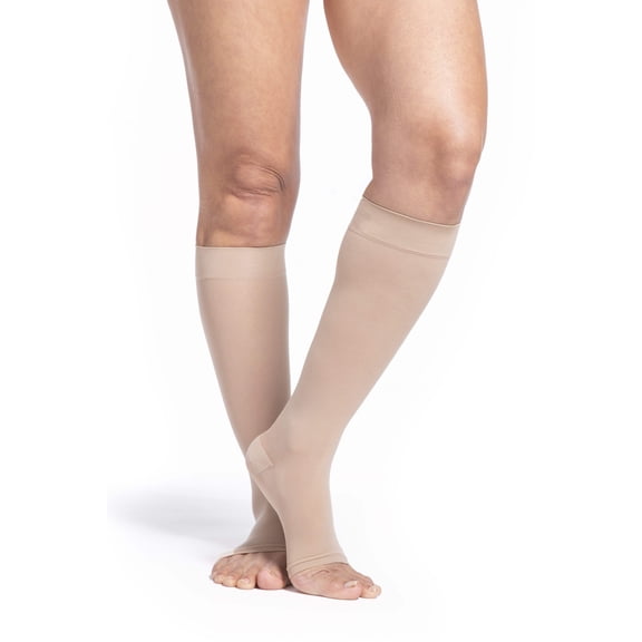 Sigvaris Style 783 Sheer 30-40 Open Toe Knee High Compression Stockings Natural LS Short