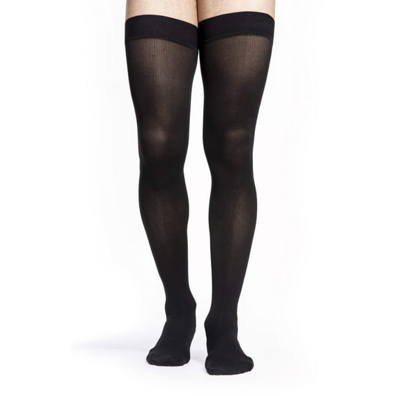 Sigvaris Style 822 Men's Microfiber 20-30 Thigh High Compression Stockings w/Grip Top Black LL Long