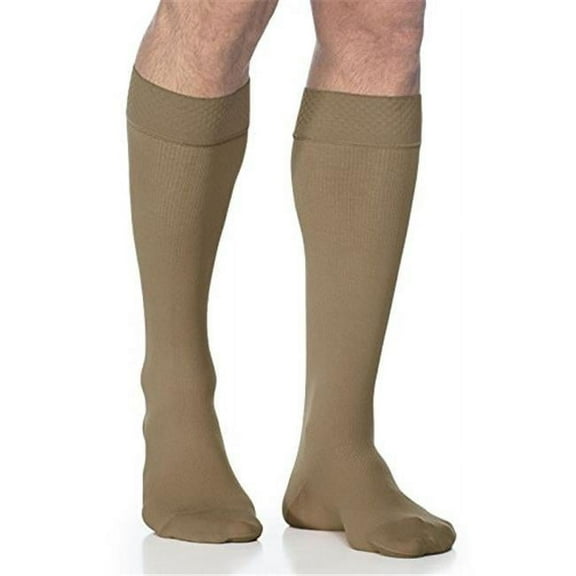 Sigvaris Style 823 Men's Microfiber 30-40 Knee High Compression Stockings w/Grip Top Tan-Khaki LL Long