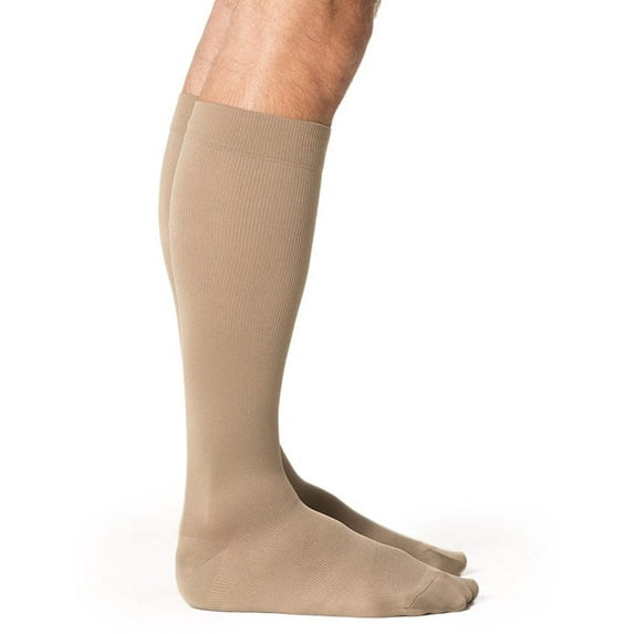 Sigvaris Style 823 Men's Microfiber 30-40 Knee High Compression Stockings w/Grip Top Tan-Khaki SS Short