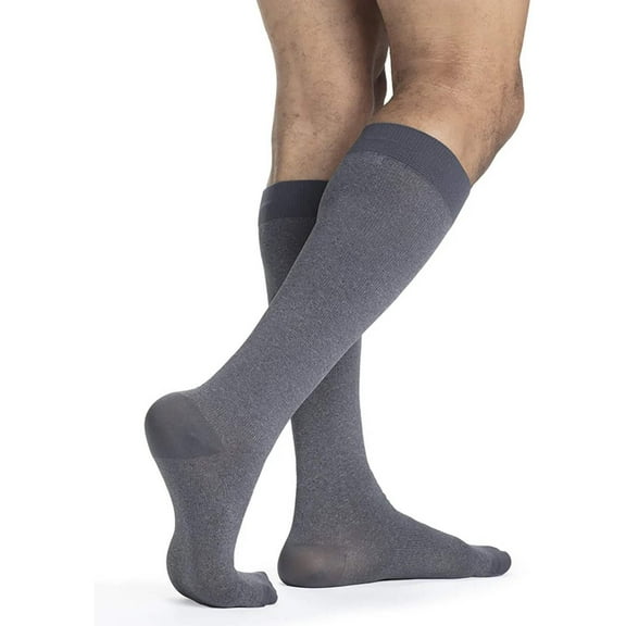 Sigvaris Style 832 Microfiber Patterns Men's 20-30 Knee High Compression Socks Graphite Heather SL Long