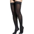 thumbnail image 1 of Sigvaris Style 841 Soft Opaque 15-20 Closed Toe Thigh High Compression Stockings w/Grip Top Black SL Long, 1 of 6