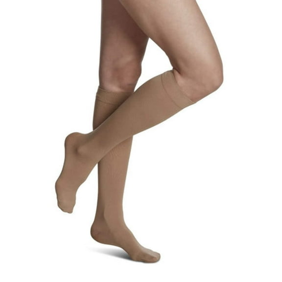 Sigvaris Style 842 Soft Opaque 20-30 Closed Toe Knee High Compression Stockings Nude ML Long