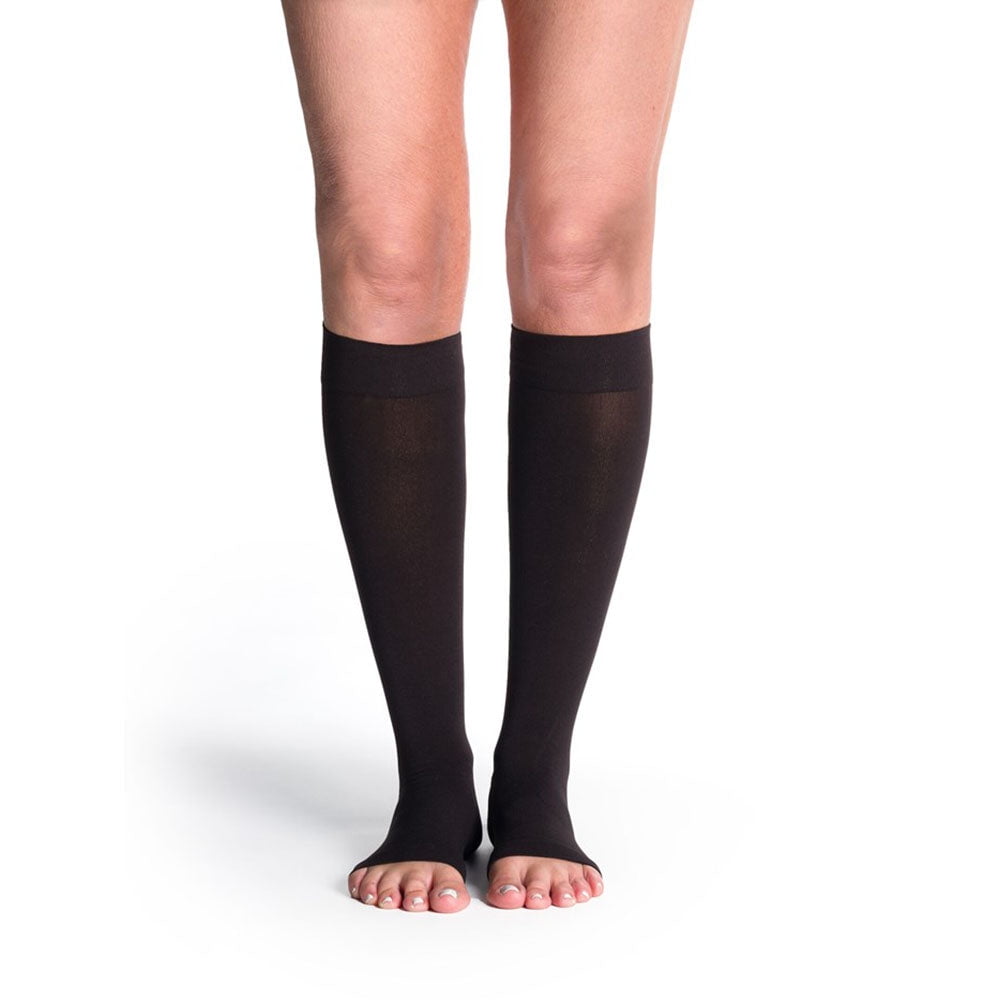 Tonus Elast Knee-High Medical Compression Stockings - Open Toe - Unisex -  18-21 mmHg Class I - Large - Long Length - Black 