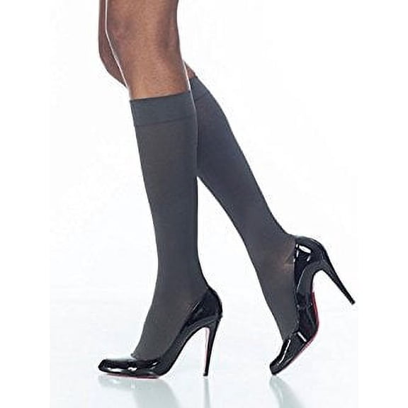Sigvaris Style 843 Soft Opaque 30-40 Closed Toe Knee High Compression Stockings Graphite MS Short