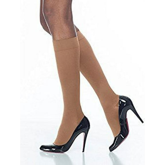 Sigvaris Style 843 Soft Opaque 30-40 Open Toe Knee High Compression Stockings Nude LS Short