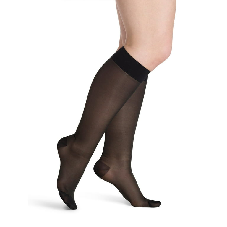 Sigvaris Women\'s Soft Sheer Trouser KneeHighs - 8-15 mmHg Black A