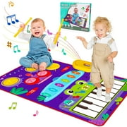 Sihohan 1 Year Old Boy Girl Gifts,2 in 1 Toddler Musical Mat Keyboard & Drum,Early Educational Learning Musical Toy Piano Mat for Toddlers 1-3,First Birthday Gifts for 1-2 Year Old Girls Boys Presents