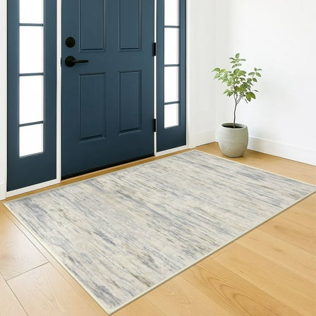 Suelur Washable Area Rugs 3x5 Non Slip Backing Rugs Entryway Rugs Soft Modern Abstract Rugs Throw Rugs for Entrance Bedroom Home Office, Gray/Beige/Neutral/Multi