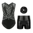 thumbnail image 1 of SiiRoh 2Pcs Gymnastics Leotard for Girls Sleeveless Tumbling Dance Biketard with Metallic Shorts Set Black&Silver 12, 1 of 4