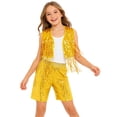 thumbnail image 1 of SiiRoh Boys Girls Sequin Jazz Dance Outfits Sleeveless Fringe Vest Top with Shorts Hip Hop Disco Theme Party Wear Gold 10, 1 of 5