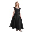 thumbnail image 1 of SiiRoh Chiffon Junior Bridesmaid Dress for Girls Long A Line Wedding Guest Square Neck Flower Girl Dress Black 8, 1 of 5
