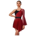 thumbnail image 1 of SiiRoh Figure Skating Dress for Women Color Block Asymmetrical Ballet Dress Lyrical Dancing Dresses Red M, 1 of 5