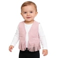 thumbnail image 1 of SiiRoh Fringe Vest Baby Faux Suede Open-Front Vintage Tassel Vest Coat Hippie Western Cowboy Cowgirl Pink 6-12M, 1 of 7