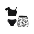 thumbnail image 1 of SiiRoh Girl's Bikini Tankini Swimsuit 3-Piece Tropical Print Swimming Bathing Suit for Pool Beach Black 6, 1 of 5