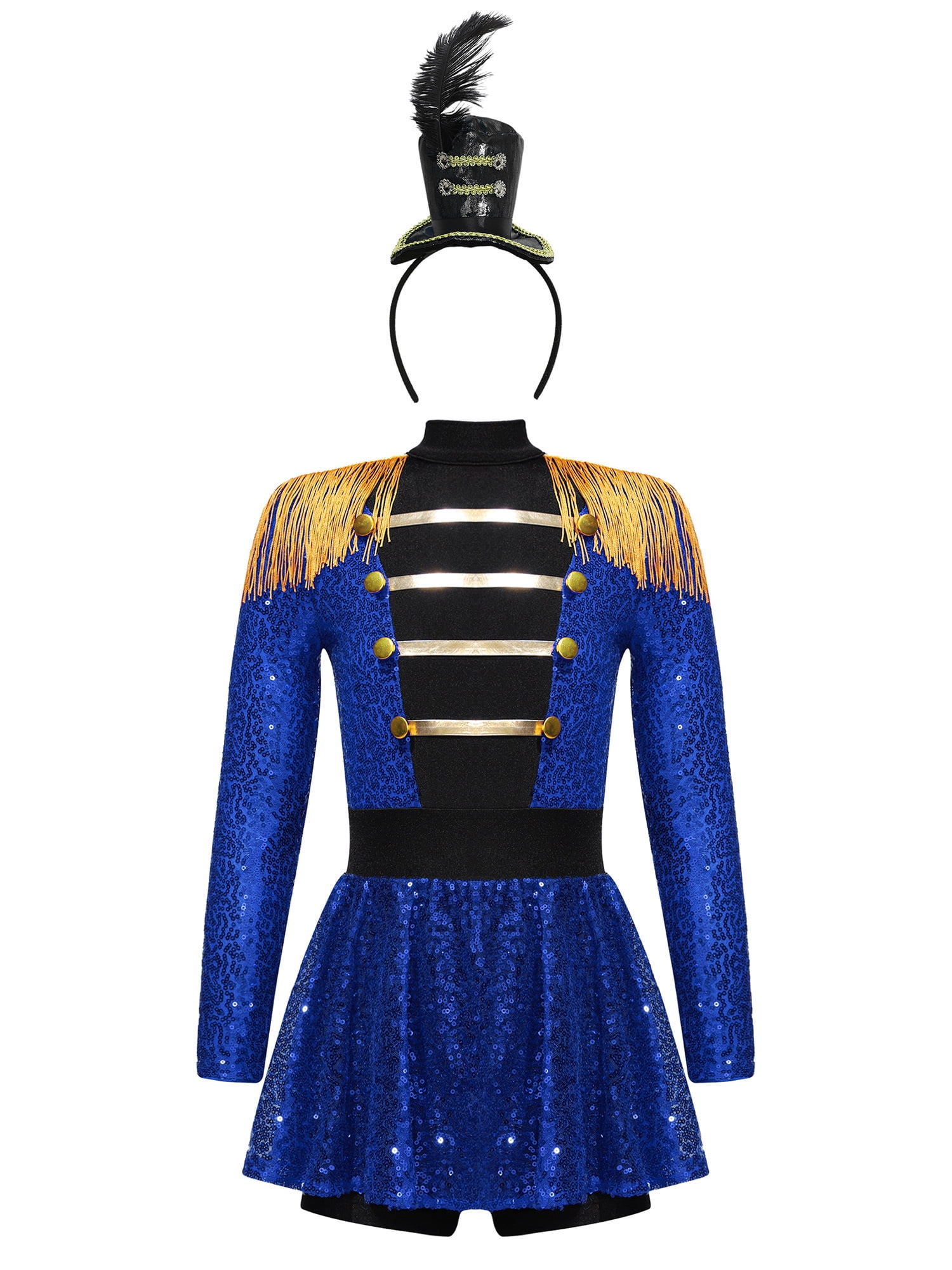 SiiRoh Girls Circus Ringmaster Jumpsuit Sequins Tassels Tutu Skirt ...