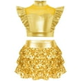 thumbnail image 1 of SiiRoh Girls Metallic Crop Top with Sequin Ruffle Tiered Skirt Sparkly Disco Jazz Dance Outfit Sets Gold 16, 1 of 6