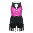 thumbnail image 1 of SiiRoh Girls Sequins Latin Dance Leotard Tassel Tuxedo Jazz Modern Dance Jumpsuit Gymnastic Skating Hot Pink 14, 1 of 7