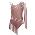 thumbnail image 1 of SiiRoh Girls Shiny Diamond Tassel Gymnastics Leotard Ballet Latin Jazz Dance Ice Skating Bodysuit Dusty Pink 8, 1 of 6