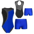 thumbnail image 1 of SiiRoh Girls Sleeveless Gymnastics Ballet Dance Leotard Tumbling Biketard with Active Shorts Royal Blue 6, 1 of 7