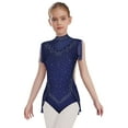 thumbnail image 1 of SiiRoh Girls Sparkly Tassel Latin Dance Leotards Gymnastics Ballet Figure Skating Bodysuit Dancewear Navy Blue 8, 1 of 6