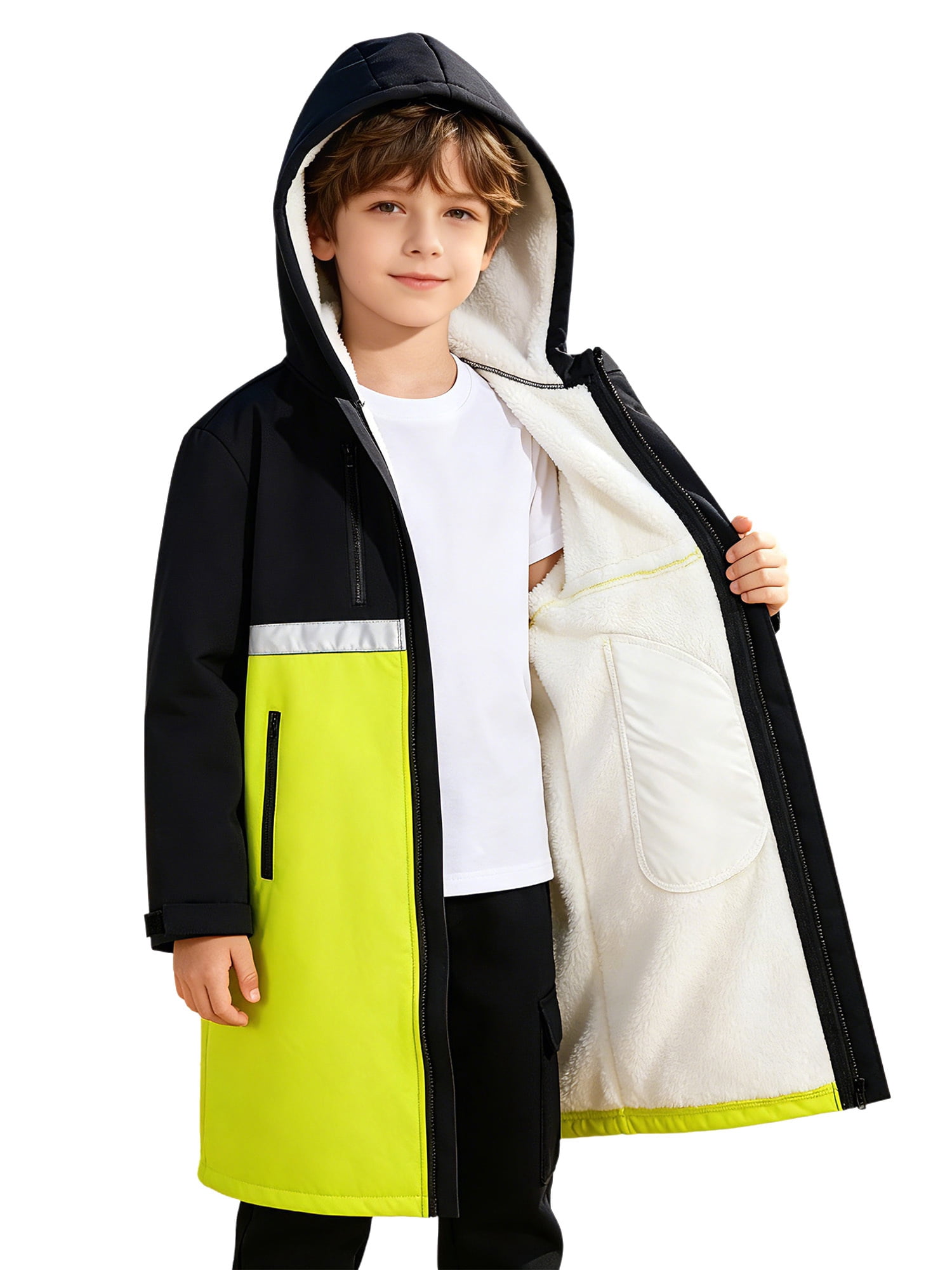 Surf Coating SiiRoh Girls Swim Robe Fleece Lined Swimming Coat Water Resistant Parka ...