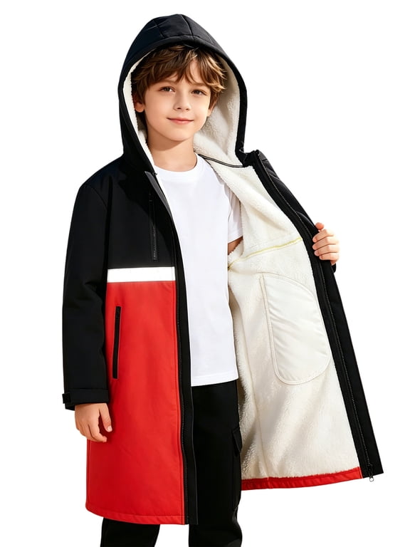 Girls Swim Robe Fleece Lined Swimming Coat Water Resistant Parka for Scuba Diving Surfing Water Sports Red 6