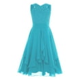 thumbnail image 1 of SiiRoh Kids GirlS Dress V Neck Wedding Bridesmaid Sleeveless Pleated Pageant Birthday Party Aline Dress Turquoise 6, 1 of 4
