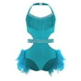 thumbnail image 1 of SiiRoh Kids Girls Ballet Feather Skirted Leotard Sleeveless Glitter Tassel Gymnastics Bodysuit Jazz Dance Outfit Turquoise 14, 1 of 4