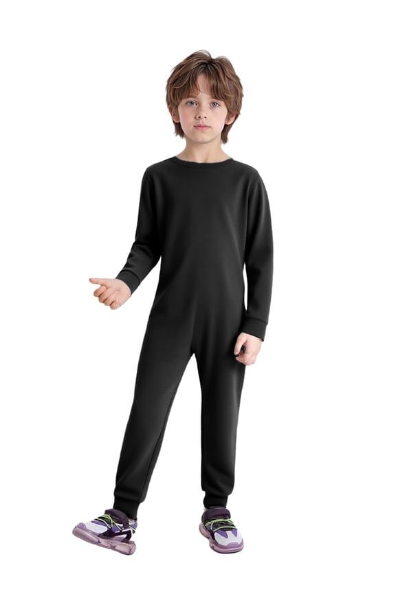 Special Needs Adaptive Clothing Children Long Sleeve Cotton Bodysuit Boys Long Leg Zip Back Jumpsuit Black 10