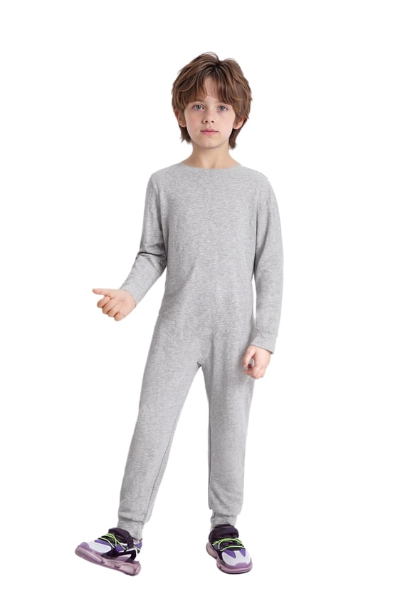 Special Needs Adaptive Clothing Children Long Sleeve Cotton Bodysuit Boys Long Leg Zip Back Jumpsuit Grey 14