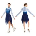 thumbnail image 1 of SiiRoh Women Figure Skating Dress Long Sleeve Gradient Color Dance Competition Party Shiny Rhinestones Dress Blue XL, 1 of 6