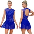 thumbnail image 1 of SiiRoh Women Lyrical Dance Dress Rhinestone Figure Skating Dresses Sleeveless Ballet Dancewear Royal Blue S, 1 of 7