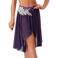 thumbnail image 1 of SiiRoh Women Rhinestone Lyrical Ballet Dance Skirt High Low Dance Practice Skirt Ballroom Dancewear Purple XXL, 1 of 5