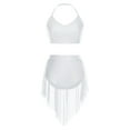 thumbnail image 1 of SiiRoh Women's 2 Piece Lyrical Dance Outfits Halter Sleeveless Crop Top with Irregular Skirt Briefs White M, 1 of 5