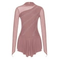 thumbnail image 1 of SiiRoh Women's Figure Ice Skating Dress Sparkly Rhinestones Long Sleeve Ballet Lyrical Dance Leotard Dusty Pink L, 1 of 7