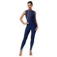 thumbnail image 1 of SiiRoh Women's Glittery Gymnastics Leotards One Piece Full Body Dance Bodysuit Figure Skating Jumpsuit Navy Blue XXL, 1 of 6