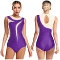 thumbnail image 1 of SiiRoh Women's Gymnastics Leotard One Piece Sleeveless Rhinestones Bodysuit for Ballet Dance Skating Purple S, 1 of 6