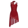 thumbnail image 1 of SiiRoh Women's Lyrical Dance Dress Sleeveless Asymmetrical Flowy Tulle Skirt Leotard Dancing Party Red XS, 1 of 7