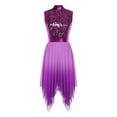 thumbnail image 1 of SiiRoh Women's Sequined Liturgical Worship Praise Dance Dresses Gradient Mesh Irregular Church Worship Tunic Purple XXL, 1 of 5