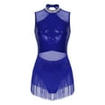 thumbnail image 1 of SiiRoh Womens Glittery Sequins Tassel Dance Dress for Latin Jazz Leotard Lyrical Dancewear Royal Blue L, 1 of 7