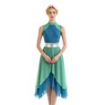 thumbnail image 1 of SiiRoh Womens Sleeveless Ballet Dancewear Ballroom Dance Leotard Dress Mock Neck Liturgical Praise Worship Dress Tunic Prom Dresses Green&Blue M, 1 of 6