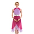 thumbnail image 1 of SiiRoh Womens Sleeveless Ballet Dancewear Ballroom Dance Leotard Dress Mock Neck Liturgical Praise Worship Dress Tunic Prom Dresses Hot Pink&Light Purple L, 1 of 6