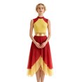 thumbnail image 1 of SiiRoh Womens Sleeveless Ballet Dancewear Ballroom Dance Leotard Dress Mock Neck Liturgical Praise Worship Dress Tunic Prom Dresses Red&Yellow L, 1 of 6