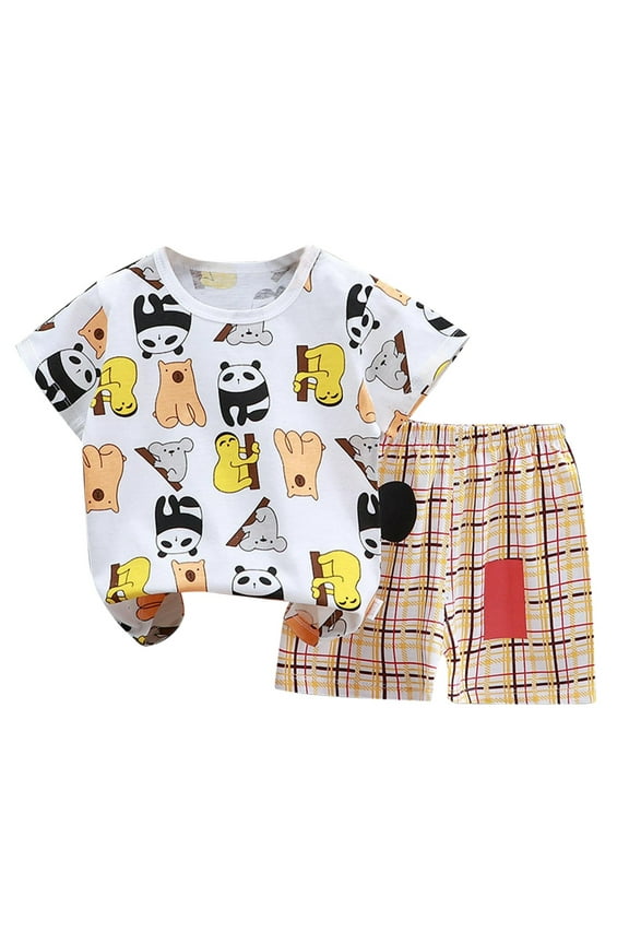 3t Boy Clothes Clothes for Baby Boy Short Sleeve Patchwork Top T-shirt & Pocket Pant Set 2 Piece 12 Months-4T Clothes for Toddler Baby Boy Khaki,120