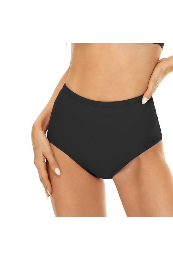 Artifact High Waisted Bikini Bottom Tummy Control Full Coverage Bikini Bottom Swimsuit Bottoms for Women Black,L