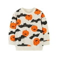 thumbnail image 1 of Siilsaa Baby Boy Girl Sweatshirt Tops Toddler Halloween Outfit Long Sleeve Crewneck Pullover Sweater Shirt Z02-Orange,100, 1 of 5